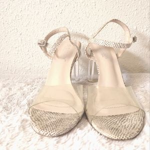 🆕🔥Womens Snakeskin Clear Block Heel Shoes No Box Size 9
